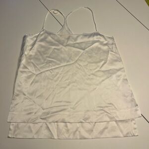 -Helmut Lang small ivory 100% silk top stain flaw